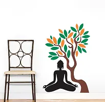 Psychedelic Collection Meditation budhaa Under Tree PVC Vinyl Multicolor Decorative Wall Sticker for Wall Decoration Size : 132 cm X 91 cm-thumb1