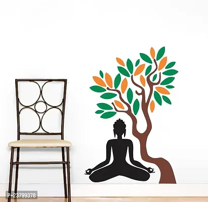 Psychedelic Collection Meditation budhaa Under Tree PVC Vinyl Multicolor Decorative Wall Sticker for Wall Decoration Size : 132 cm X 91 cm-thumb2