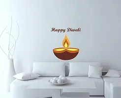 Pshychedelic Collection Diwali Special - Decorative Diya Happy Diwali Wall Sticker Size - 48 cm x 46 cm-thumb2