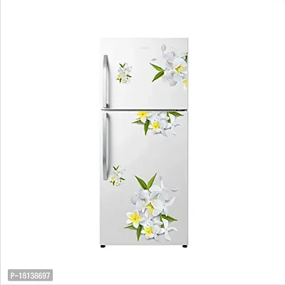 Trendy White Jasmine Flowers Vinyl Fridge Decorative Adhesive Wall Sticker Large Double Single Door Decorative Fridge Sticker (Pvc Vinyl, Multicolor, 60 Cm X 160 Cm)-thumb2