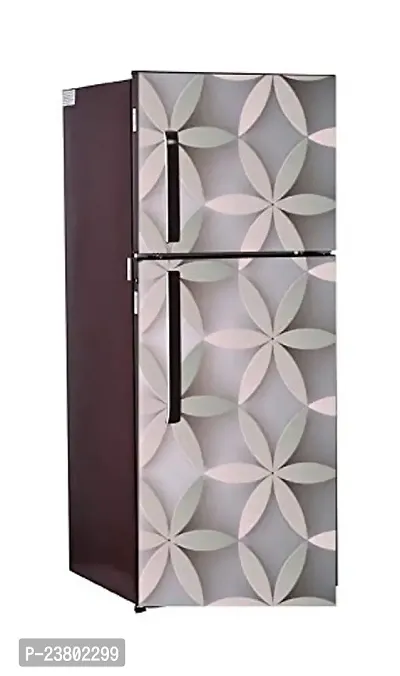 Psychedelic Collection White Flowers Leaves Full Fridge Cover Decorative Extra Large PVC Vinyl Fridge Sticker (Multicolor, 60 cm X 160 cm)_FD102_WP-thumb2