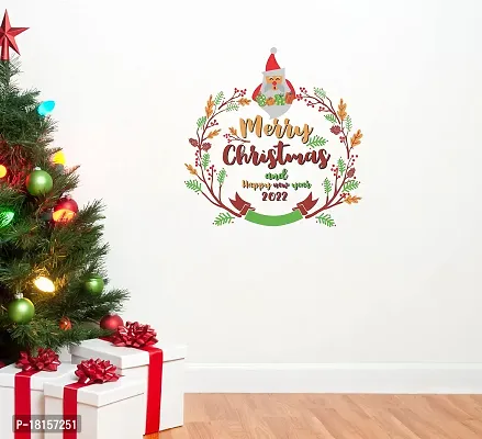 Trendy Merry Christmas And Happy New Year Decorative Pvc Vinyl Wall Sticker (Multicolor, 46 Cm X 45 Cm)Wd376Hk-thumb3