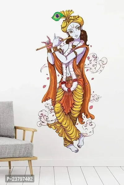 Paper Plane Design 'Lord Krishna with Flute' Wall Sticker - (PVC Vinyl, 90 cm x 60 cm, Multicolour) by Paper Plane Design (PPD) (swall_Decal_Krishna_005_New35)-thumb3