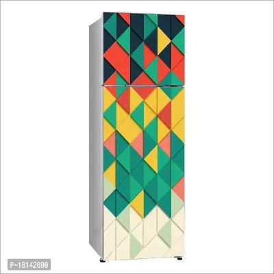 Trendy Background Geometric Triangle Patterndecorative Extra Large Pvc Vinyl Fridge Sticker (Multicolor, 60 Cm X 160 Cm)-thumb2