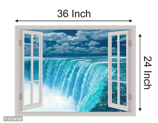 Psychedelic Collection Beautiful Natural Water Fall Window Illution Wall Sticker ( PVC Vinyl, Multicolour, Wall Covering 92 cm X 61 cm)_PCWI07-thumb5