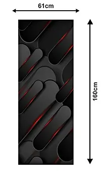 Trendy Abstract Decorative 3D Design With Red Light Effect Full Fridge Cover Wallpaper Extra Large Fridge Sticker (Pvc Vinyl, Multicolor, 60 Cm X 160 Cm)-thumb2