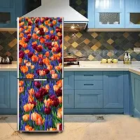 Trendy Decorative Abstract Multicolor Beautiful Flowers Garden, Plants, Nature Wallpaper Sticker For Fridge Decor (Pvc Vinyl, Multicolor, 60 Cm X 160 Cm)-thumb3