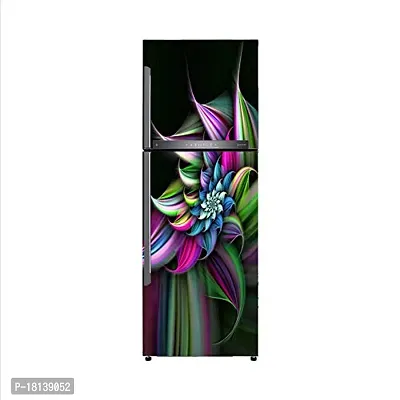 Trendy Abstract Flower Colourfull Design Vinyl Fridge Cover Wallpaper Poster Adhesive Vinyl Sticker Fridge Wrap Decorative Sticker (Pvc Vinyl, Multicolor, 60 Cm X 160 Cm)-thumb3