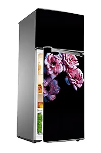 Psychedelic Collection HD Flower Bunch On Bold Black Gorund Decorative Extra Large PVC Vinyl Fridge Sticker (Multicolor, 60 cm X 160 cm)_PCFS225_WP-thumb2