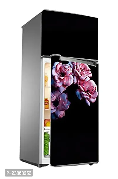 Psychedelic Collection HD Flower Bunch On Bold Black Gorund Decorative Extra Large PVC Vinyl Fridge Sticker (Multicolor, 60 cm X 160 cm)_PCFS225_WP-thumb3