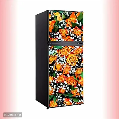 Psychedelic Collectionrefrigerator doormulticolor Flowers self adhesiveDecorative Extra Large PVC Vinyl Fridge Sticker (Multicolor, 60 cm X 160 cm)_FD265_WP