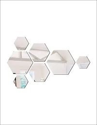 Psychedelic Collection Decorative Daimond Cut Silver Acrylic Sticker Hexagon Mirror, Hexagon Mirror Wall Stickers, Mirror Stickers for Wall Large Size, Sticker Mirror-thumb2