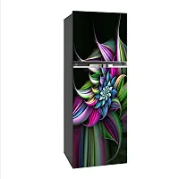 Trendy Abstract Flower Colourfull Design Vinyl Fridge Cover Wallpaper Poster Adhesive Vinyl Sticker Fridge Wrap Decorative Sticker (Pvc Vinyl, Multicolor, 60 Cm X 160 Cm)-thumb1