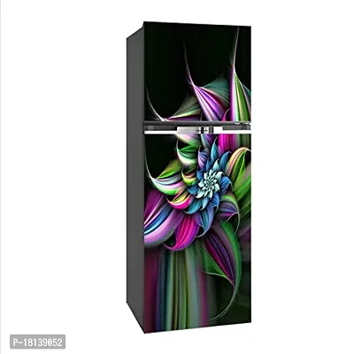 Trendy Abstract Flower Colourfull Design Vinyl Fridge Cover Wallpaper Poster Adhesive Vinyl Sticker Fridge Wrap Decorative Sticker (Pvc Vinyl, Multicolor, 60 Cm X 160 Cm)-thumb2