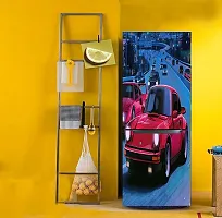 Psychedelic Collection Colorful Ferrari car Beside 80s vibesDecorative Extra Large PVC Vinyl Fridge Sticker (Multicolor, 60 cm X 160 cm)-thumb4