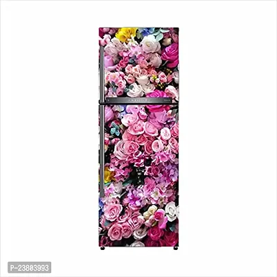 Psychedelic Collection Colorful Roses and beautyfull Pink roseDecorative Extra Large PVC Vinyl Fridge Sticker (Multicolor, 60 cm X 160 cm)-thumb3