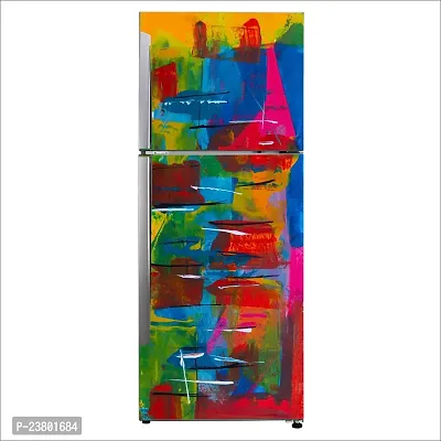 Psychedelic Collection Decorative Child Art Visual Arts Paints Watercolor Paint Oil Painting Fridge Double Single Door Decorative Sticker (PVC Vinyl, Multicolor, 60 cm X 160 cm) FD852_New