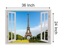 Psychedelic Collection Beautiful Colorful Eiffel Tower Window Illusion Wall Sticker (PVC Vinyl, Multicolour, Wall Covering 92 cm X 61 cm)_PCWI01_PCWIXL86-thumb3