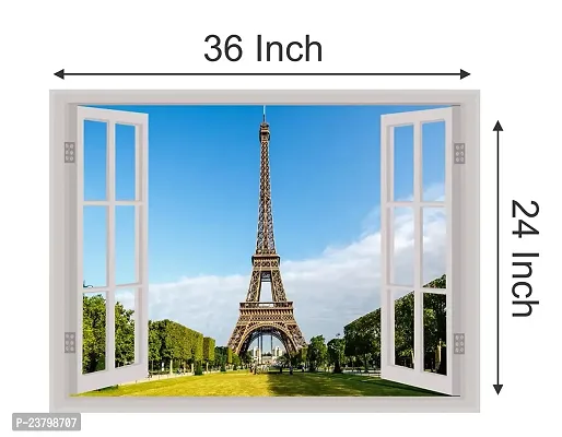 Psychedelic Collection Beautiful Colorful Eiffel Tower Window Illusion Wall Sticker (PVC Vinyl, Multicolour, Wall Covering 92 cm X 61 cm)_PCWI01_PCWIXL86-thumb4