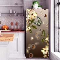 Trendy Beautifull Flower With Butterfly Decorative Fridge Sticker (Multicolor Pvc Vinyl 120X60)-thumb2