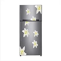 Psychedelic Collection White Jasmine Flowers Vinyl Fridge Decorative Adhesive Wall Sticker Large Double Single Door Decorative Fridge Sticker (PVC Vinyl, Multicolor, 60 cm X 160 cm)-thumb2