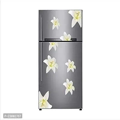 Psychedelic Collection White Jasmine Flowers Vinyl Fridge Decorative Adhesive Wall Sticker Large Double Single Door Decorative Fridge Sticker (PVC Vinyl, Multicolor, 60 cm X 160 cm)-thumb3