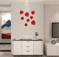 Trendy Red Acrylic Decorative Leaves Mirror Wall Sticker Hexagon Mirror, Hexagon Mirror Wall Stickers, Mirror Stickers For Wall Large Size, Sticker Mirror-thumb1