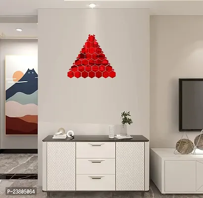 Psychedelic Collection Decorative Small Butterflies hexagone red Acrylic Sticker Hexagon Mirror, Hexagon Mirror Wall Stickers, Mirror Stickers for Wall Large Size, Sticker Mirror-thumb2