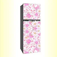 Psychedelic Collection Abstract Decorative White Flower  Pink Flower Vinyl Fridge Cover Wallpaper Poster Adhesive Vinyl Sticker Fridge wrap Decorative Sticker (PVC Vinyl Covering Area 60cm X 160cm)-thumb1