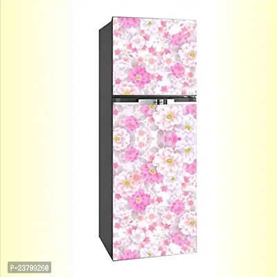 Psychedelic Collection Abstract Decorative White Flower  Pink Flower Vinyl Fridge Cover Wallpaper Poster Adhesive Vinyl Sticker Fridge wrap Decorative Sticker (PVC Vinyl Covering Area 60cm X 160cm)-thumb2