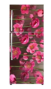 Psychedelic Collection Abstract Decorative Pink Flowers with Black Background Extra Large Fridge Sticker Double Single Door Decorative Fridge Sticker (PVC Vinyl, Multicolor, 60 cm X 160 cm)-thumb3