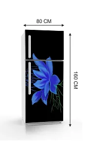 Psychedelic Collection Blue Flower Black BackgroundDecorative Extra Large PVC Vinyl Fridge Sticker (Multicolor, 60 cm X 160 cm)-thumb4