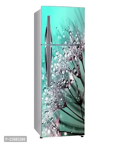 Psychedelic Collection Abstract Decorative Flower with rain dropes Extra lardge Fridge Sticker for Fridge Decor (PVC Vinyl, Multicolor, 60 cm X 160 cm)-thumb2