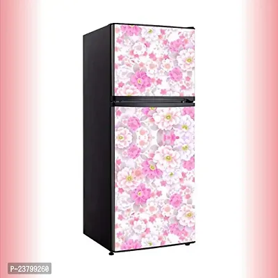 Psychedelic Collection Abstract Decorative White Flower  Pink Flower Vinyl Fridge Cover Wallpaper Poster Adhesive Vinyl Sticker Fridge wrap Decorative Sticker (PVC Vinyl Covering Area 60cm X 160cm)-thumb0