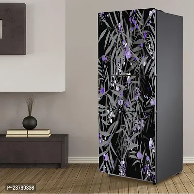 Psychedelic Collection Decorative abstract leaves and violet color circle design wallpaper sticker for fridge decor Double Single Door Decorative Fridge Sticker (PVC Vinyl, Multicolor, 60 cm X 160 cm)-thumb5