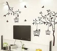 Asmi Collections PVC Wall Stickers Tree Birds and Cage - AY9039-thumb3