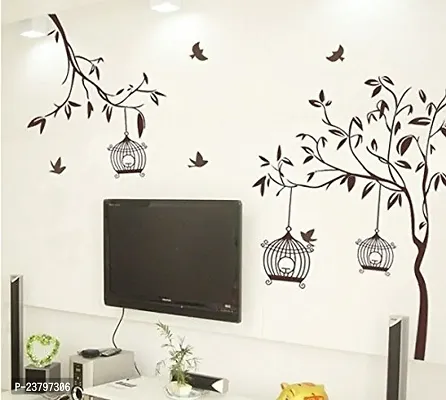 Asmi Collections PVC Wall Stickers Tree Birds and Cage - AY9039-thumb4