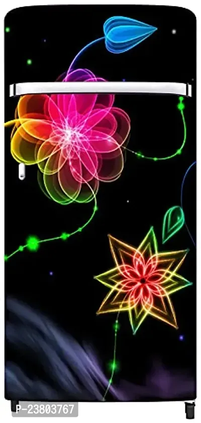 Psychedelic Collection Sparking FlowerDecorative Extra Large PVC Vinyl Fridge Sticker (Multicolor, 60 cm X 160 cm)-thumb3