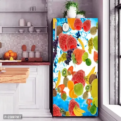 Psychedelic Collection Vinyl Fruits Fridge Sticker Single Door Decorative Sticker(Multicolor Vinyl 120X60)-thumb3