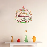 Trendy Merry Christmas And Happy New Year 2022 Pvc Vinyl Self Adhesive Wall Sticker (Ideal Size On Wall- 46 Cm X 45 Cm, Multicolour)-thumb1