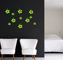 Psychedelic Collection Decorative Beautiful Flowers Green Acrylic Sticker Hexagon Mirror, Hexagon Mirror Wall Stickers, Mirror Stickers for Wall Large Size, Sticker Mirror-thumb1