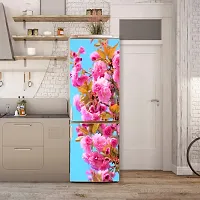 Psychedelic Collectionfor Natural Pink Flowers Leavesdecorative Extra Large Pvc Vinyl Fridge Sticker (Multicolor, 60 Cm X 160 Cm)Fd355Wp-thumb3