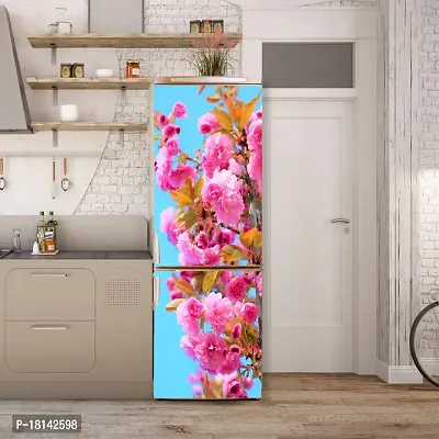 Psychedelic Collectionfor Natural Pink Flowers Leavesdecorative Extra Large Pvc Vinyl Fridge Sticker (Multicolor, 60 Cm X 160 Cm)Fd355Wp-thumb4