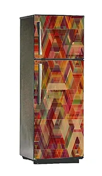 Psychedelic Collection Decorative Multicolour Triangle Shape Design Full Fridge Cover Wallpaper Extra Large Fridge Sticker (PVC Vinyl Covering Area 61cm X 160cm)-thumb1