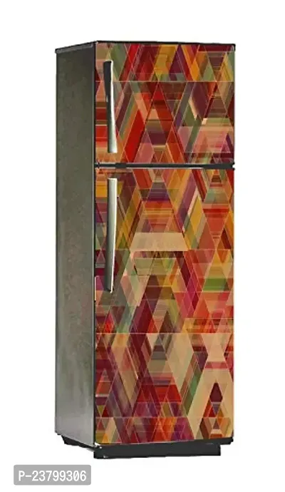 Psychedelic Collection Decorative Multicolour Triangle Shape Design Full Fridge Cover Wallpaper Extra Large Fridge Sticker (PVC Vinyl Covering Area 61cm X 160cm)-thumb2