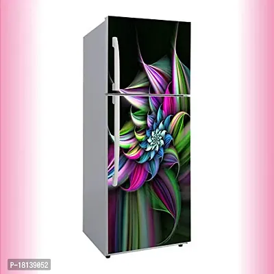 Trendy Abstract Flower Colourfull Design Vinyl Fridge Cover Wallpaper Poster Adhesive Vinyl Sticker Fridge Wrap Decorative Sticker (Pvc Vinyl, Multicolor, 60 Cm X 160 Cm)-thumb0