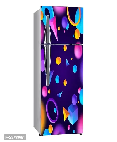 Psychedelic Collection Decorative Abstract Multicolor 3D Square, Circle, and Rectangular Shape Design Wallpaper Sticker for Fridge Decor 60 cm X 160 cm-thumb0