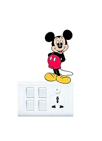 Trendy Decorative Small Switch Penal/Board Decor Wall Sticker Of Mickey Mouse Small Cartoon Desiny King Running Standing Colorful Decal (Pvc Vinyl Multicolor)-thumb2