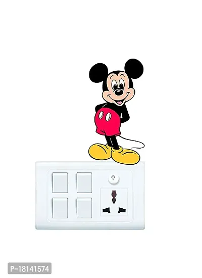 Trendy Decorative Small Switch Penal/Board Decor Wall Sticker Of Mickey Mouse Small Cartoon Desiny King Running Standing Colorful Decal (Pvc Vinyl Multicolor)-thumb3