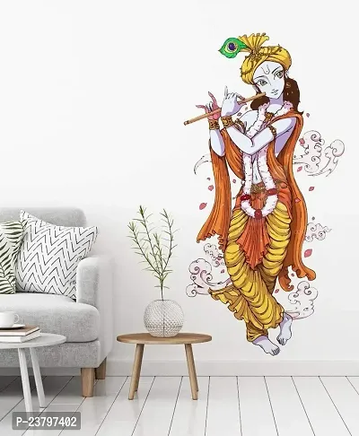 Paper Plane Design 'Lord Krishna with Flute' Wall Sticker - (PVC Vinyl, 90 cm x 60 cm, Multicolour) by Paper Plane Design (PPD) (swall_Decal_Krishna_005_New35)